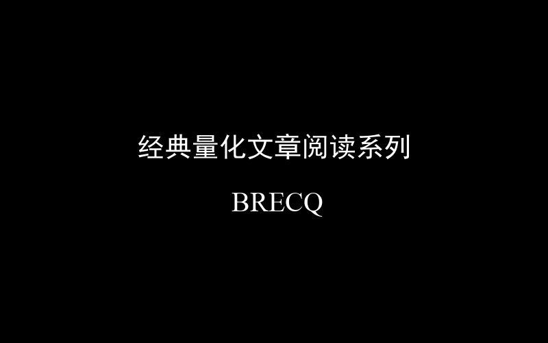 经典量化文章阅读——BRECQ